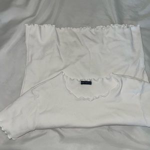 Brandy Melville ruffled white baby tee